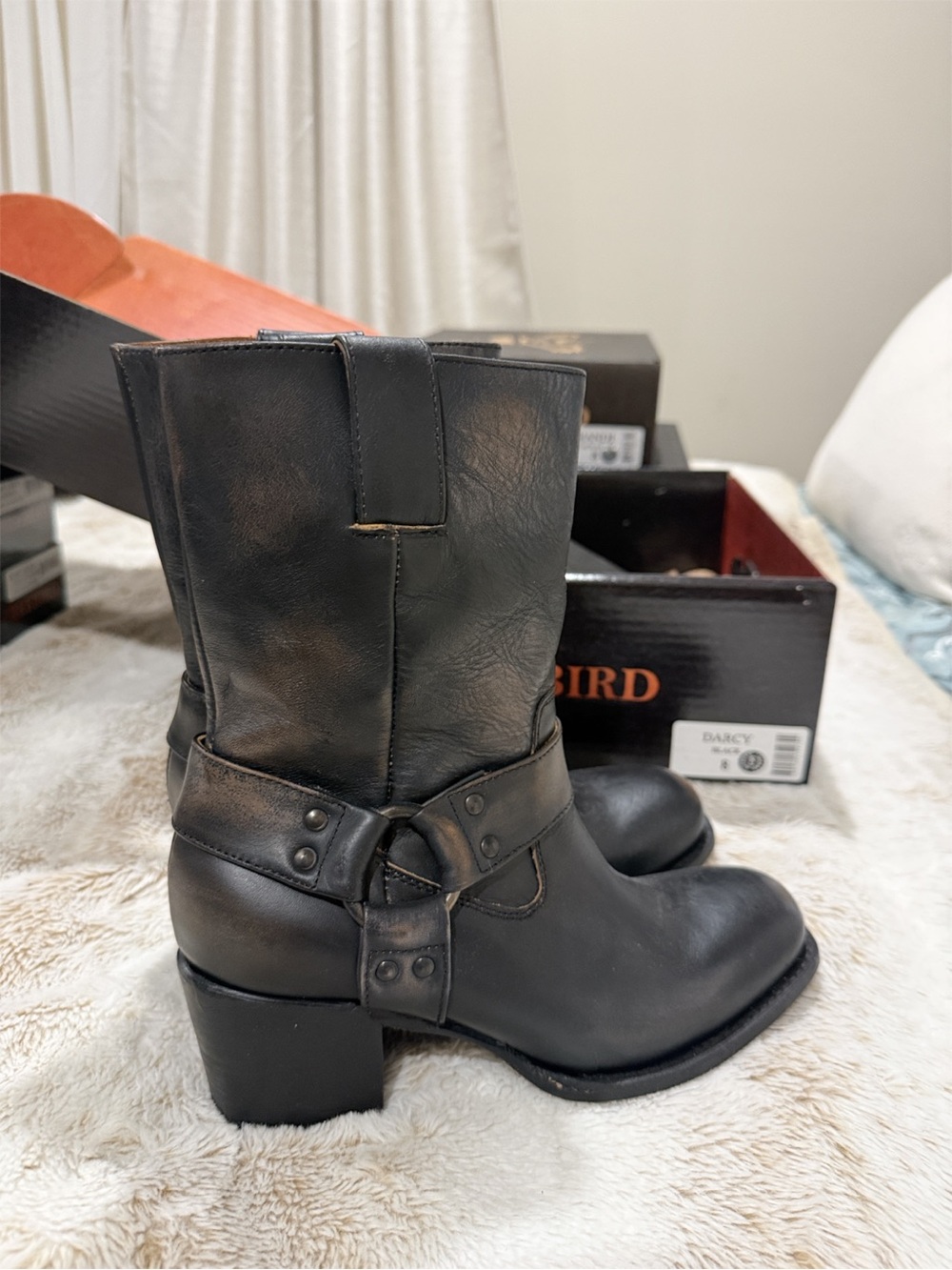 Freebird by Steven DARCY Black Leather Harness Boots Size 8 NIB - Picture 2 of 7